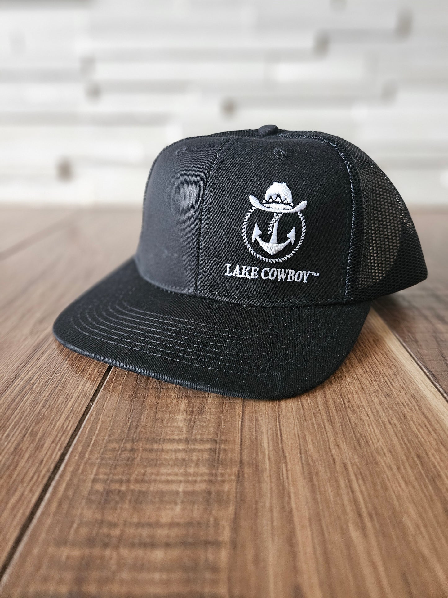 Lake Cowboy Baseball Hat (Black & White)