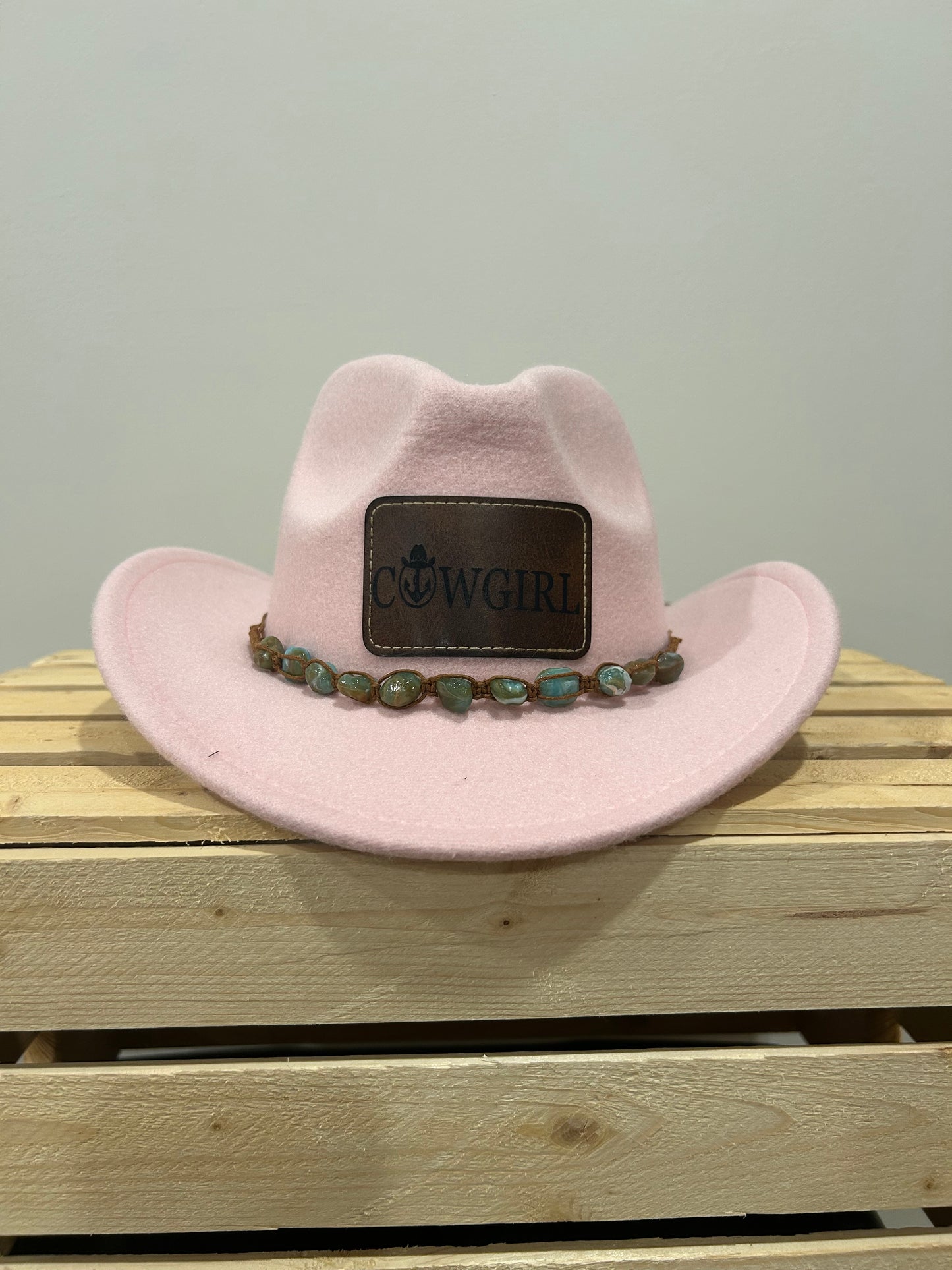 Children’s pink felt “Cowgirl” word mark cowgirl hat