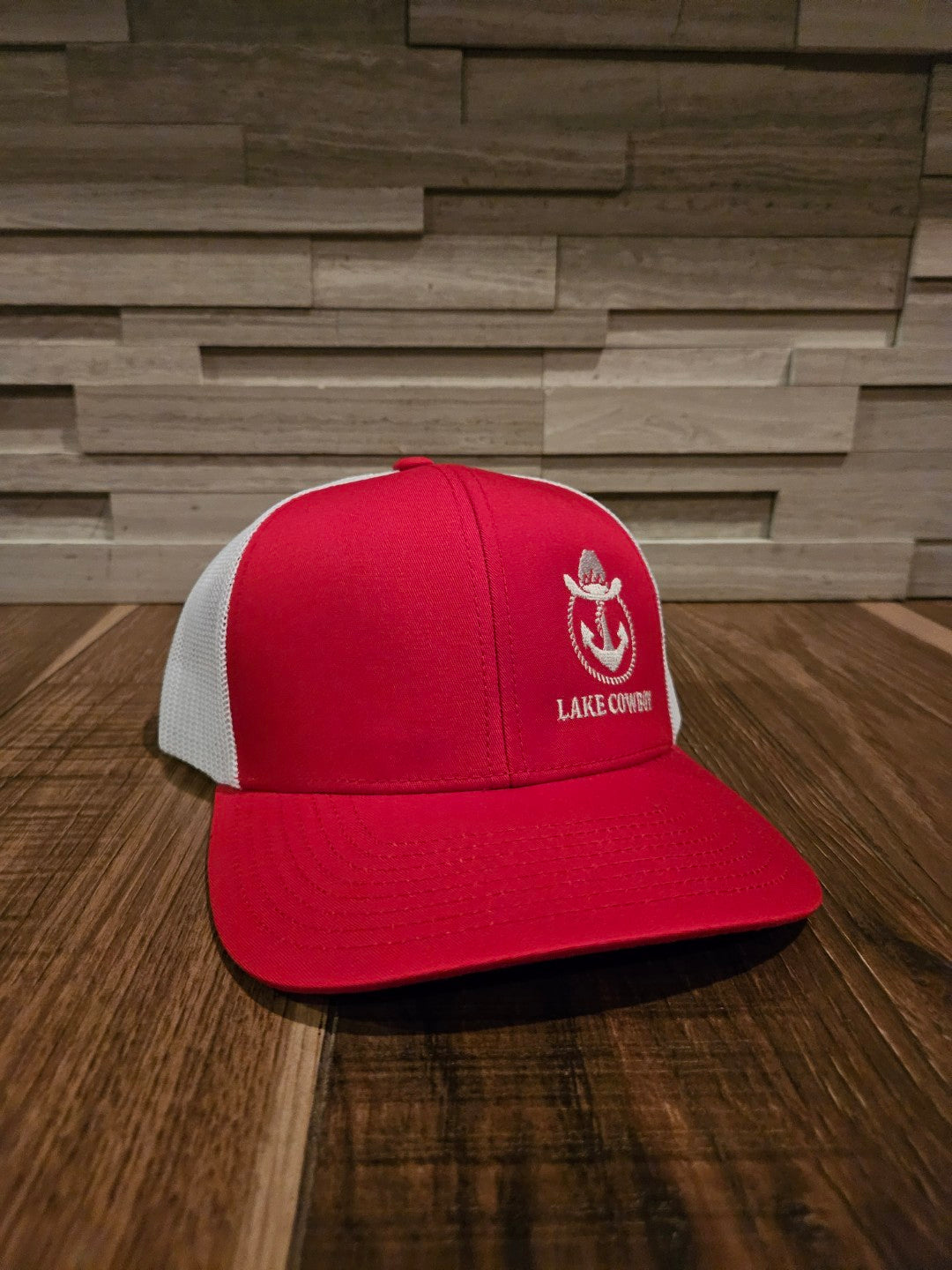 Lake Cowboy Baseball Hat (Red & White)