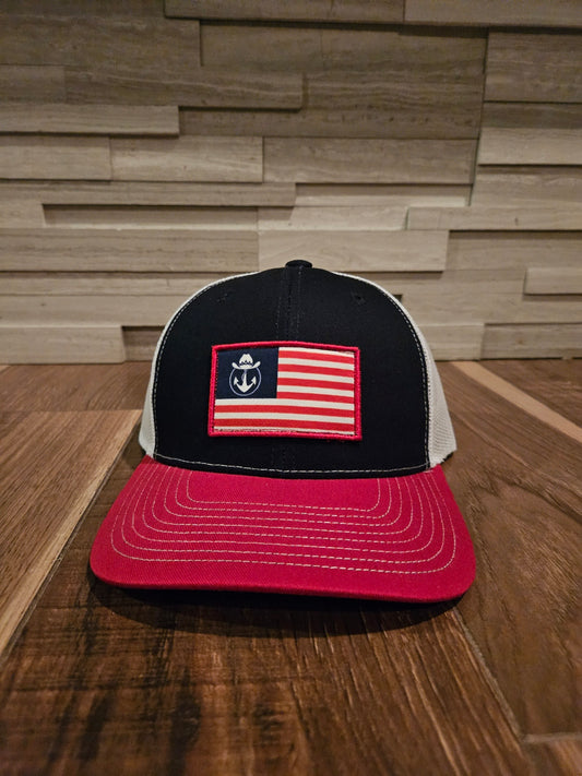 Lake Cowboy Patriot Baseball Hat (Red Blue & White)